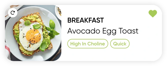 Meal card with swap and tags component